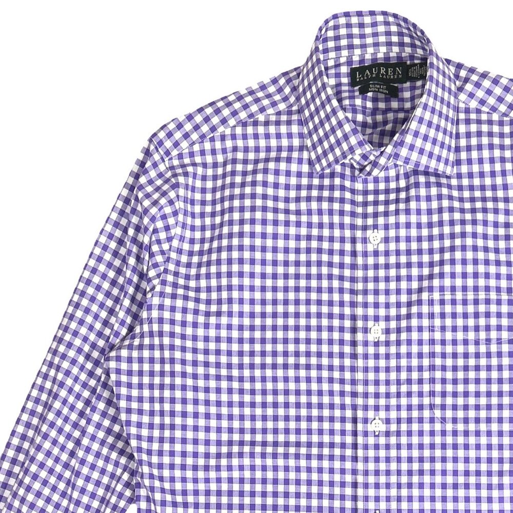 Lauren Ralph Lauren Slim Fit Gingham Dress Shirt 15.5 32/33 Non-Iron - Picture 6 of 12